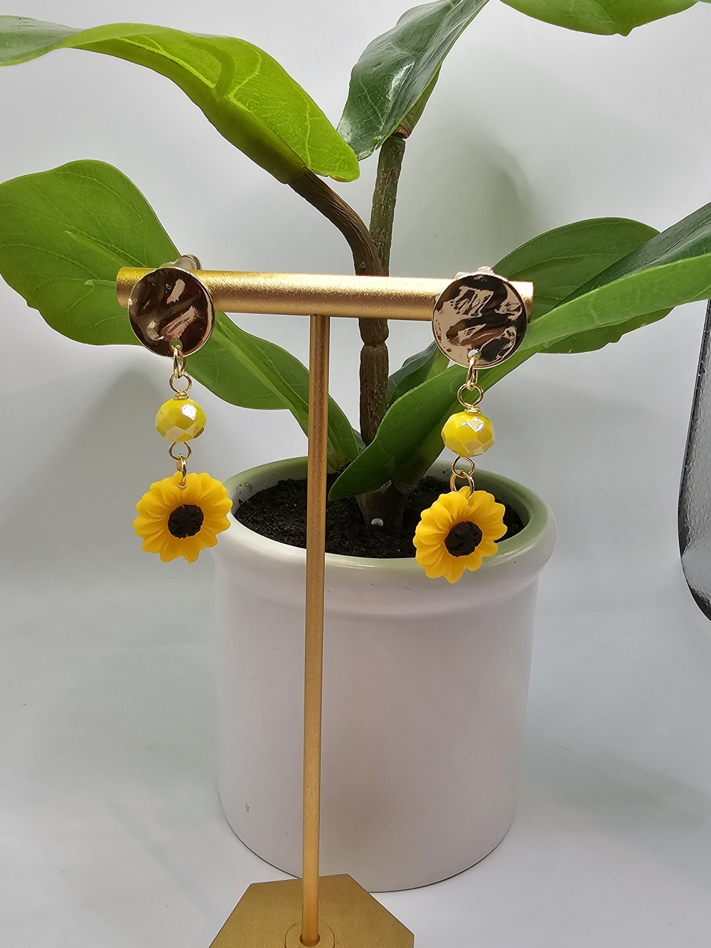 Yellow Sunflower Drop Earrings - Women Jewelry